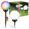 Lampa Solarna Ogrodowa Led Atris Wbijana Naziemna Biała Kula 20Cm Rgb Lumiled