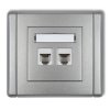 FLEXI Gniazdo telefoniczne podwójne 2xRJ11, 4-stykowe, beznarzędziowe srebrny metalik 7FGT-2