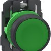 Pushbutton, unlabeled, unlit, groping, 1 Form A (N/O), waistband round, green, front ring gray, mounting Ø 22.5 mm, XB5AA315
