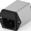 IEC inlet filter C14, 50 to 60 Hz, 6 A, 250 VAC, faston plug 6.3 mm, 6609116-3