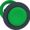 Pushbutton, unlabeled, unlit, groping, waistband round, green, front ring dark gray, mounting Ø 30.5 mm, ZB5FL3