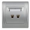 LOGO Gniazdo telefoniczne podwójne 2xRJ11 4-stykowy srebrny metalik 7LGT-2 KARLIK