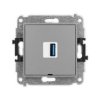 Icon Mechamizm Gniazda Pojedynczego Usb A-A 3.0, Bez Pola Opisowego Szary Mat...