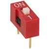 Przełącznik; DIP switch; 1 tor; DIPS1ND; czerwony; przewlekany (THT); h=5,2 + suwak 1,1mm; 25mA; 24V DC; biały; SAB switches; Ro