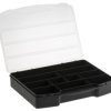 Skrzynka z przegródkami l. przedziałów: 10 szerokość: 245mm wysokość: 40mm głębokość: 180mm PP Czarny