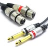 Kabel 2x XLR Żeński - 2x Jack 6,3 Mono 1,5m Vitalco MKP15