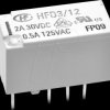 HFD3-024 Monostable signal relay, THT, 24 V DC, 2 A, 2 changeover contact