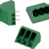 Pin header, 3 pole, pitch 5.08 mm, angled, green, 691314520103