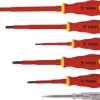 Wkrętaki 3x75mm 5,5x125mm 6,5x150mm PH1x80mm PH2x100mm próbnik 125- 250V izolacja do 1000V (zestaw 6 szt.) 39D673