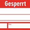 Quality assurance sign, text: "Gesperrt", (W) 30 mm, vinyl, 088.53-9-30X50-A