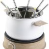DOMO DO736F Fondue 1500 W lampka kontrolna, 8 widelców do fondue drewno, biały