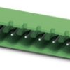 Pin header, 3 pole, pitch 5.08 mm, angled, green, 1809089