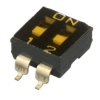 Przełącznik DIP 2-pozycyjny SPST SMD 100 mA przy 50 V DC (liniowy), 25 mA przy 24 V DC (impulsowy) -20 → +85°C