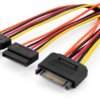 Power cable, SATA plug, 15 pole to 2 x SATA socket, 15 pole, 0.3 m, AK-430405-003-M