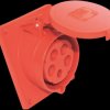 415-6 CEE panel-mounted socket, angled, 5-pin, 400 V, 16 A, red