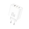 Ładowarka sieciowa GaN PD 65W 2xUSB-C + 1xUSB QC3.0 Biała