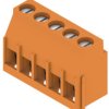 PCB terminal, 5 pole, pitch 5.08 mm, AWG 26-12, 20 A, clamping bracket, orange, 1001860000