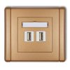 FLEXI Gniazdo podwójne 2xUSB-AA 3.0 złoty metalik 8FGUSB-6