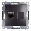 Simon 54 Gniazdo komputerowe pojedyncze RJ45 kat.6 ekranowane z przesłoną antracyt D61E.01/48