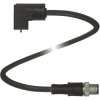 Sensor actuator cable, valve connector DIN form C, angled to M12-cable plug, straight, 2 pole + PE, 2 m, PUR, black, 4 A, 456889