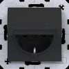 WAS1110BM Protective contact socket with hinged cover, night black, matt