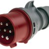 Złącze przemysłowe - zasilające 16A Wtyczka 415 V 6P + E Męski Scame Czerwony Montaż na kablu IP44