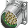 Flange plug, M23, 16 pole, solder connection, standard/ONECLICK quick locking system, straight, 1679710