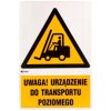 Samoprzylepna tabliczka ostrzegawcza /Ostrzeżenie przed urządzeniami do transportu poziomego z podpisem/ IW/014/1/C1/F