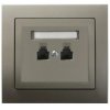 KIER Gniazdo telefoniczne podwójne RJ11 niezależne satyna light GPT-2WN/45