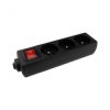 Gniazdo przedłużacza 3gn. Z/U z wyłacznikiem czarne / EcoLight M20583