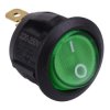 Green 230V illuminated 20mm Round Rocker Switch SPST 10A R13-112B-02
