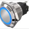 Vandal-proof pushbutton, silver, illuminated  (blue), mounting Ø 22 mm, IP65/IP67, 82-6651.1124