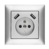 Sentia Gniazdo Pojedyncze Z/U 16A Z Usb 2X2,1A 5Vdc Z Przesłonami I Ramką...