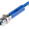 Lampka kontrolna do montażu panelowego 24V dc, niebieska 8mm LED Chrom Faston, oczko lutownicze RS PRO