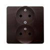SIMON BASIC Gniazdo podwójne z uziemieniem niezmienność faz z przesłonami z ramką 16A 250V zaciski śrubowe czekoladowy BMGZ2TZ/4