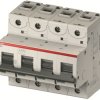 Wyłącznik nadprądowy MCB, Typ C, 4-biegunowy, 63A, 400 V, 415 V, na szynę DIN, ABB S804C-C63, S800C