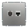 KOS66 Gniazdo TV typu F + RJ45 kat.5e aluminium 664070