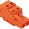 Socket header, 2 pole, pitch 5.08 mm, angled, orange, 231-302/102-000