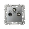SZAFIR Gniazdo RTV-SAT z dwoma wyjściami SAT srebrny GPA-Z2S/m/18