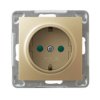 IMPRESJA Gniazdo pojedyncze z uziemieniem schuko z przesłonami torów prądowych złoty metalik GP-1YSP/m/28 OSPEL