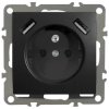 QUADRA Gniazdo z/u + 2x USB 2.1A czarne matowe