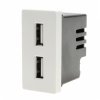 Ładowarka USB 2.4A, 2x USB biały, moduł 1/2 do ramki Tawoia Glass