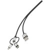 Renkforce RF4600467 3-in-1 USB 2.0 Cable 0.5m A to C/Micro-B/Lightning Sleeved