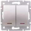 LOGI Łącznik zwierny podwójny LED śrubowy 10AX 250V srebrny 021023143 25189