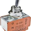 NKK Switches S338 Przełącznik dźwigienkowy S338, 2 x (wł)/wył/(wł), 125 V/AC, 15 A, 1 szt.