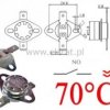 Termostat bimetaliczny 250VAC 10A 70°C poziomy NO