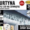 Kurtyna świetlna zewnętrzna 200l sople z dod.gniazdem 10m +1,5m przewodu zasilającego przewód biały barwa światła biała 75-664