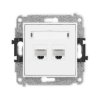 MINI Mechanizm gniazda komputerowego podwójnego 2xRJ45, kat. 6A, 8-stykowy biały mat 25MGK-8