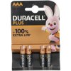Duracell Plus MN2400B4 AAA Alkaline Batteries - Pack of 4