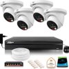 Zestaw monitoringu IP 4x kamera kopułkowa 8Mpx IPC-HDW2849TM-S-IL + rejestrator, dysk 2TB